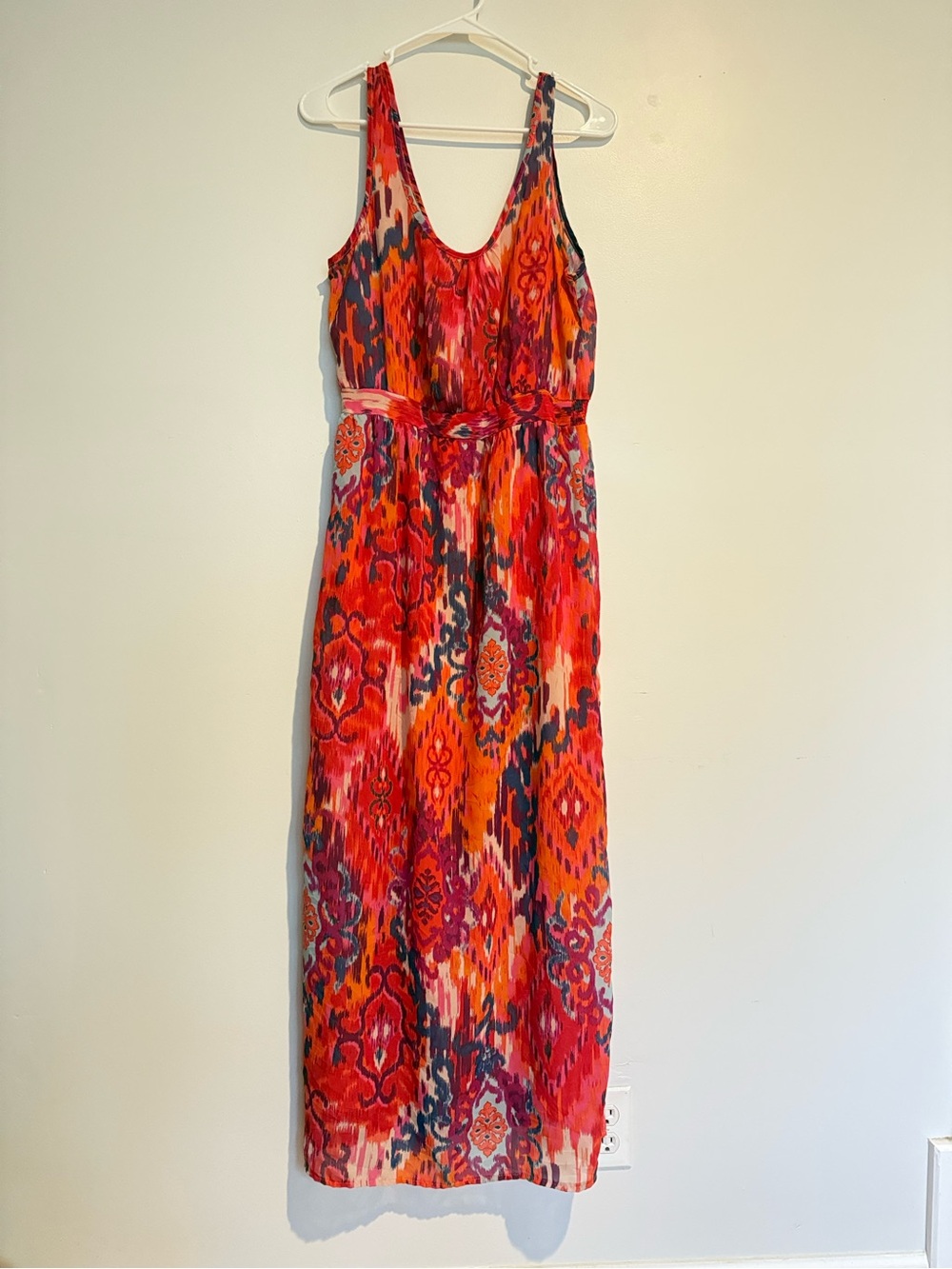 Charming Charlie Red & Orange Printed Sleeveless Maxi Dress